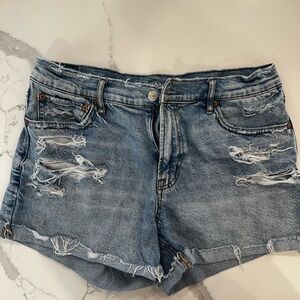 American Eagle Outfitters Distressed Light Blue Denim Shorts